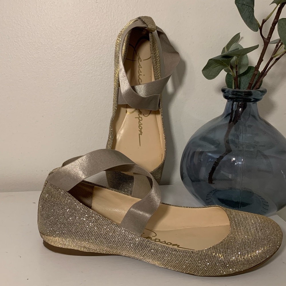 Jessica Simpson glitter ballet flats. Size 10.